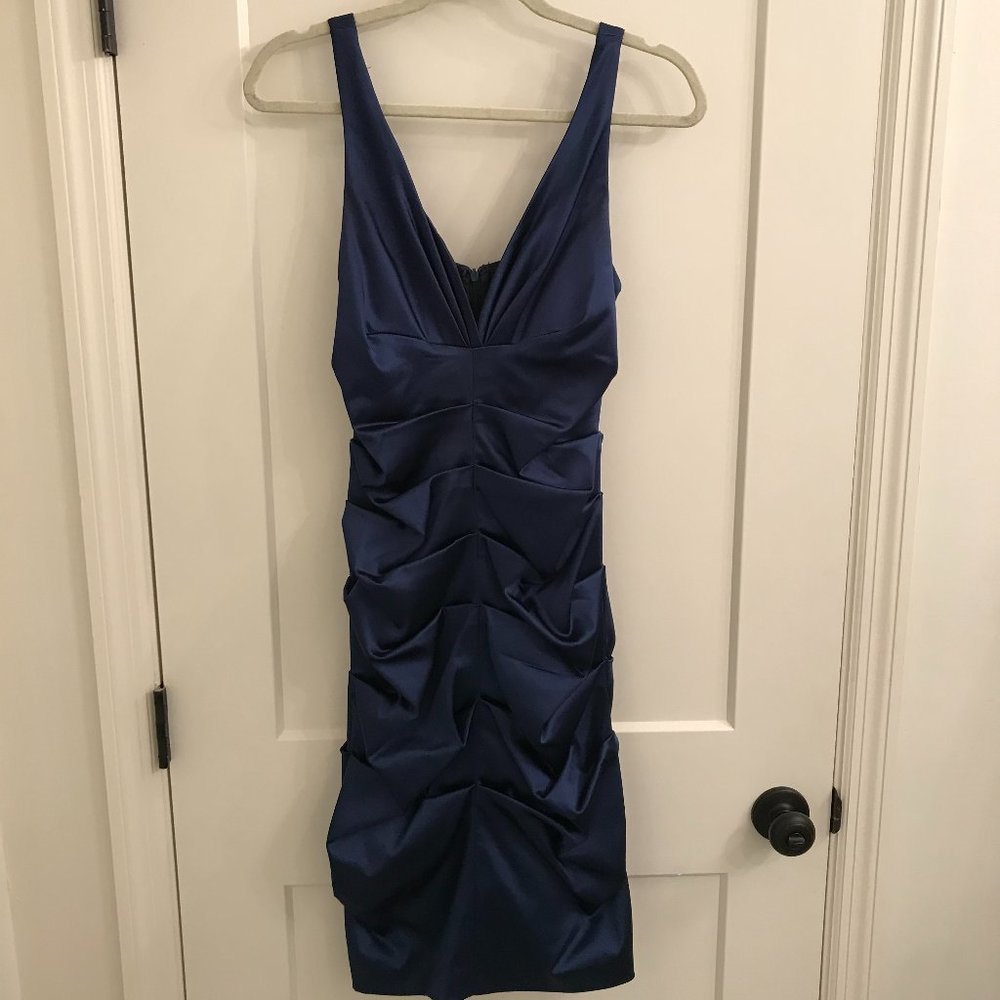 Nicole Miller Satin Ruched Cocktail Dress